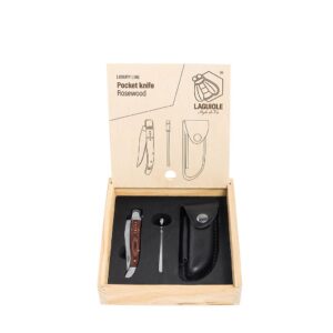 Style de Vie Taschenmesser in Geschenkbox rose wood, mit schwarzer Hülle & Wetzstahl
