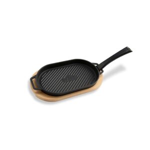 Witt Grillpfanne mit Rillen inkl. Holzbrett Gusseisen & FSC-Holz