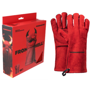 FEUERMEISTER Grillhandschuhe aus Spaltleder rot Gr. 10