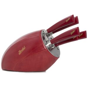 Berkel Messerblock Elegance rotes Leder + 5 Elegance Messer